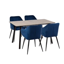 Stół NOWRA 140/180 + 4 krzesła MUNIOS niebieski