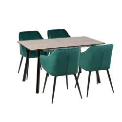 Stół NOWRA 140/180 + 4 krzesła MUNIOS zielony