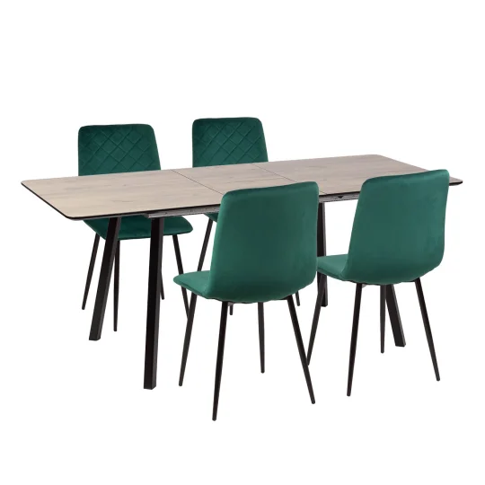 Stół NOWRA 140/180 + 4 krzesła KOBI zielony - Zdjęcie 2