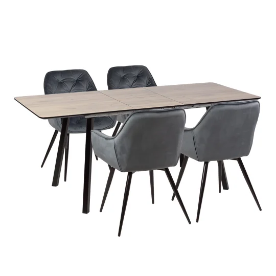 Stół NOWRA 140/180 + 4 krzesła ZIDANE ciemnoszary - Zdjęcie 2