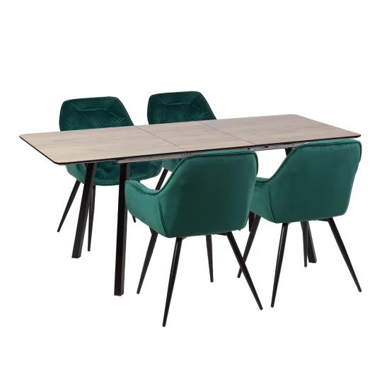 Stół NOWRA 140/180 + 4 krzesła ZIDANE zielony - Zdjęcie 2
