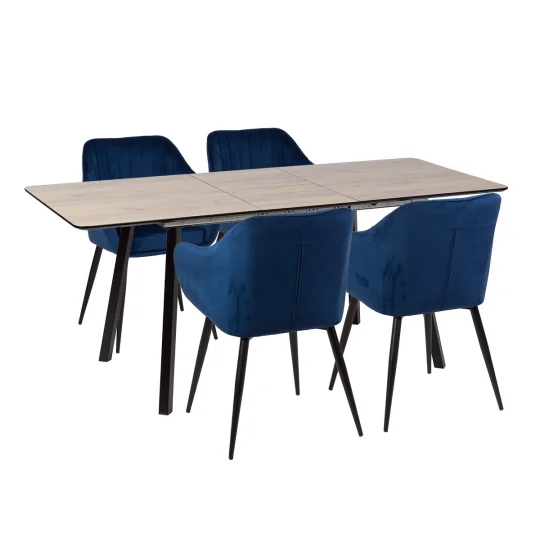 Stół NOWRA 140/180 + 4 krzesła MUNIOS niebieski - Zdjęcie 2