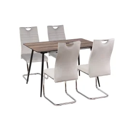 Stół MELTON 120/160 + 4 krzesła KASPER jasnoszary