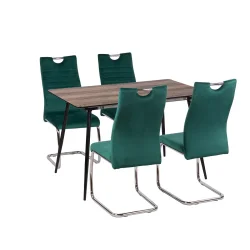 Stół MELTON 120/160 + 4 krzesła KASPER zielony