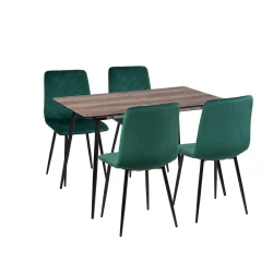 Stół MELTON 120/160 + 4 krzesła KOBI zielony