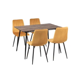 Stół MELTON 120/160 + 4 krzesła KOBI 4 żółty