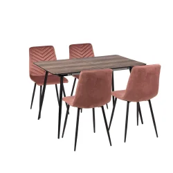 Stół MELTON 120/160 + 4 krzesła KOBI 3 różowy