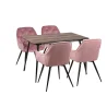 Stół MELTON 120/160 + 4 krzesła ZIDANE różowy