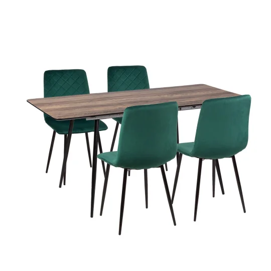 Stół MELTON 120/160 + 4 krzesła KOBI zielony - Zdjęcie 2