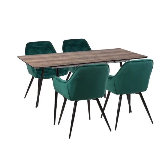 Stół MELTON 120/160 + 4 krzesła ZIDANE zielony - Zdjęcie 2
