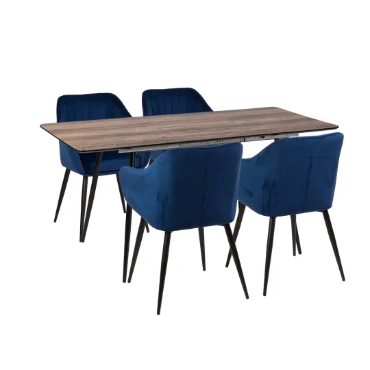 Stół MELTON 120/160 + 4 krzesła MUNIOS niebieski - Zdjęcie 2