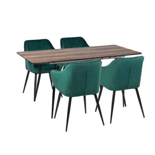 Stół MELTON 120/160 + 4 krzesła MUNIOS zielony - Zdjęcie 2