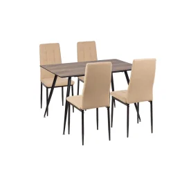 Stół HOBART 120x80 + 4 krzesła SONNY beżowy