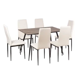 Stół HOBART 120x80 + 6 krzeseł MATI biały