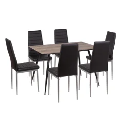 Stół HOBART 120x80 + 6 krzeseł MATI czarny/szary