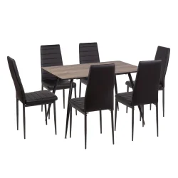 Stół HOBART 120x80 + 6 krzeseł MATI czarny