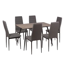 Stół HOBART 120x80 + 6 krzeseł MATI szary