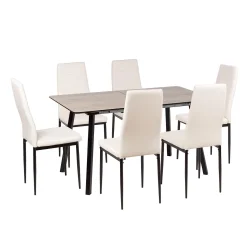 Stół NOWRA 140/180 + 6 krzeseł MATI biały