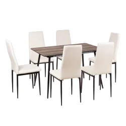 Stół MELTON 120/160 + 6 krzeseł MATI biały
