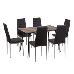 Stół MELTON 120/160 + 6 krzeseł MATI czarny/szary