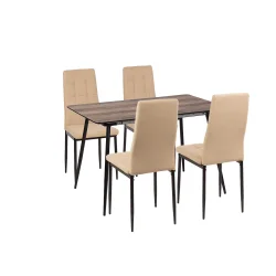 Stół MELTON 120/160 + 4 krzesła SONNY beżowy
