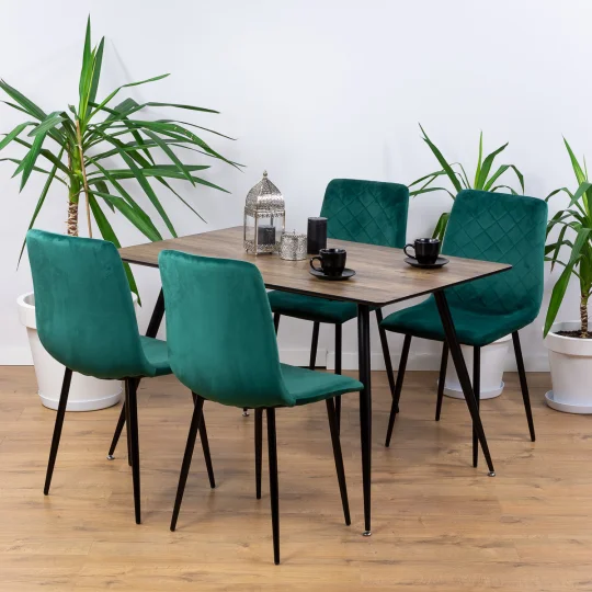 Stół HOBART 120x80 + 4 krzesła KOBI zielony - Zdjęcie 5