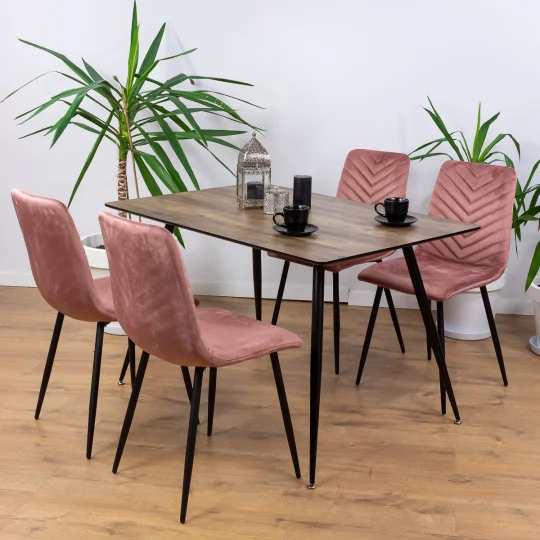 Stół HOBART 120x80 + 4 krzesła KOBI 3 różowy - Zdjęcie 5