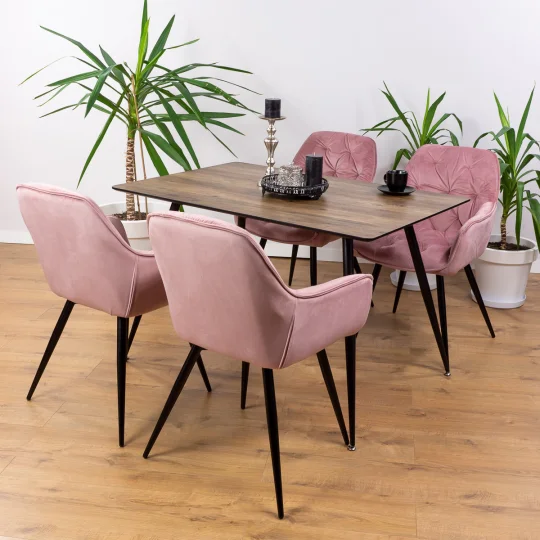 Stół HOBART 120x80 + 4 krzesła ZIDANE różowy - Zdjęcie 5