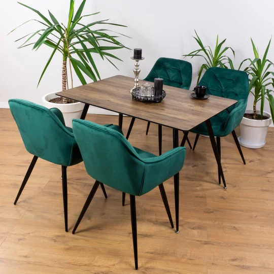 Stół HOBART 120x80 + 4 krzesła ZIDANE zielony - Zdjęcie 5