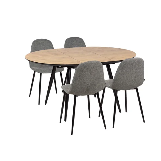 Stół rozkładany LEVIN fi 110 + 4 krzesła OLAF ciemnoszary - Zdjęcie 2