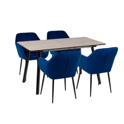 Stół NOWRA 140/180 + 4 krzesła MUNO ciemnoniebieski