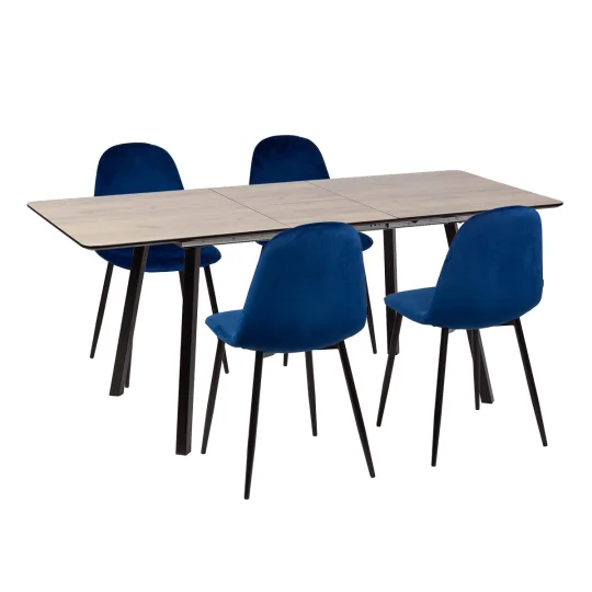 Stół NOWRA 140/180 + 4 krzesła OLAF ciemnoniebieski - Zdjęcie 2