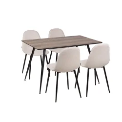 Stół HOBART 120x80 + 4 krzesła OLAF beżowy
