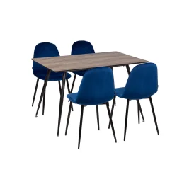 Stół HOBART 120x80 + 4 krzesła OLAF ciemnoniebieski