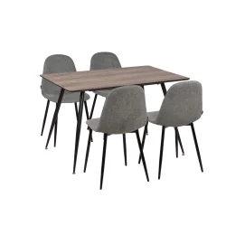 Stół HOBART 120x80 + 4 krzesła OLAF ciemnoszary