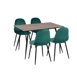 Stół HOBART 120x80 + 4 krzesła OLAF ciemnozielony