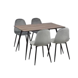 Stół HOBART 120x80 + 4 krzesła OLAF szary