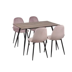 Stół HOBART 120x80 + 4 krzesła OLAF różowy
