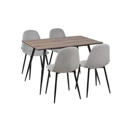 Stół HOBART 120x80 + 4 krzesła OLAF jasnoszary