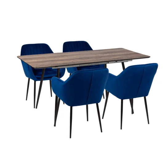 Stół MELTON 120/160 + 4 krzesła MUNO ciemnoniebieski - Zdjęcie 2