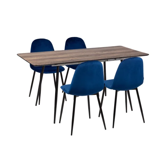 Stół MELTON 120/160 + 4 krzesła OLAF ciemnoniebieski - Zdjęcie 1