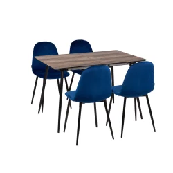 Stół MELTON 120/160 + 4 krzesła OLAF ciemnoniebieski