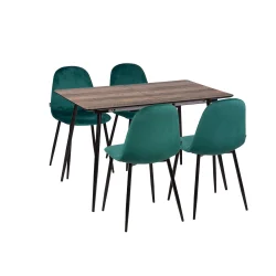 Stół MELTON 120/160 + 4 krzesła OLAF ciemnozielony