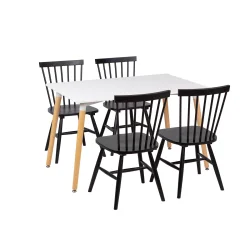 Stół AVILA 120x80 + 4 krzesła RAINO czarny