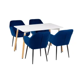 Stół AVILA 120x80 + 4 krzesła MUNO ciemnoniebieski
