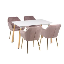 Stół AVILA 120x80 + 4 krzesła MUNO różowy
