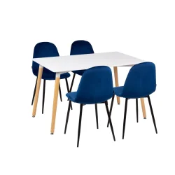 Stół AVILA 120x80 + 4 krzesła OLAF ciemnoniebieski
