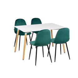 Stół AVILA 120x80 + 4 krzesła OLAF ciemnozielony