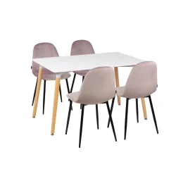 Stół AVILA 120x80 + 4 krzesła OLAF różowy