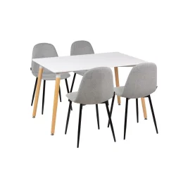Stół AVILA 120x80 + 4 krzesła OLAF jasnoszary